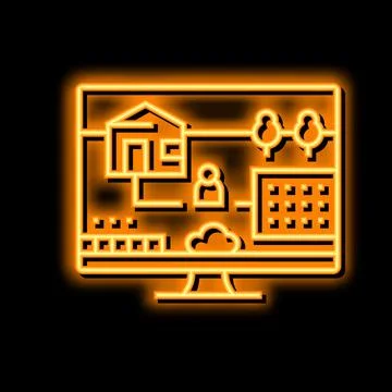Simulation video game neon glow icon illustration 스톡 일러스트