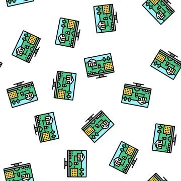 Simulation video game vector seamless pattern Stock Illustration