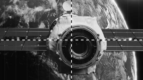 Simulation of video surveillance of the docking of the Space Module with the  Stock Footage 242794197