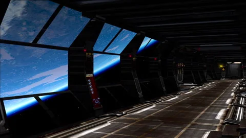 Simulation of a view inside starship approaching to Earth. Stock Footage 142402981