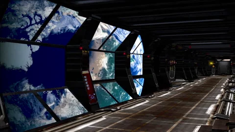 Simulation of a view inside starship approaching to Earth. Stock Footage 142403588