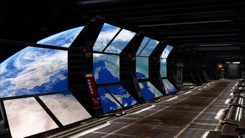 Simulation of a view inside starship approaching to Earth. Stock Footage 142404757