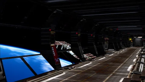 Simulation of a view inside starship approaching to Earth. Video stock 142406896