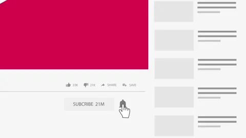 Simulation of YouTube User Interface with Clickable Subscriber Button Stock Footage 341920123