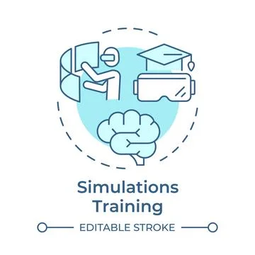 Simulations training soft blue concept icon Stock Illustration