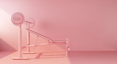 Simulator with barbell background of pink wall Stock Illustration
