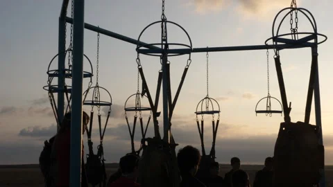 Simulator construction and trainees at parachute jump lesson Stock Footage 144345790