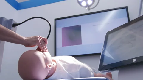 Simulator of endoscope and foreign body in respiratory system Stock Footage 233267858