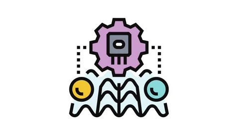 Simulator quantum computer color icon animation Stock Footage 326115908