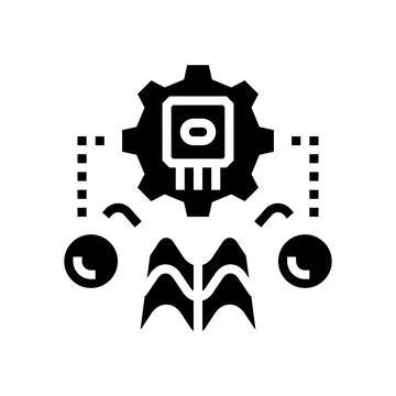 Simulator quantum computer glyph icon vector illustration Stock Illustration