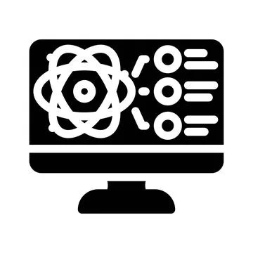 Simulator quantum computer glyph icon vector illustration Illustrazione stock