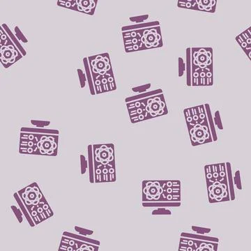 Simulator quantum computer glyph vector seamless pattern Stock-Illustration