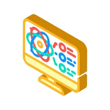 Simulator quantum computer isometric icon vector illustration Stock Illustration