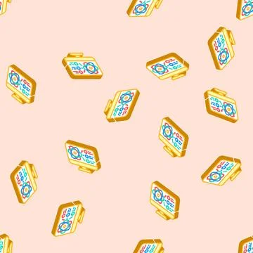 Simulator quantum computer isometric icon seamless pattern Stock Illustration