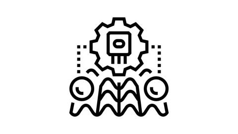 Simulator quantum computer line icon animation Stock Footage 326123163