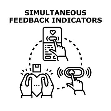 Simultaneous feedback indicators concept icon drawing Stock Illustration