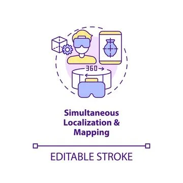 Simultaneous localization and mapping concept icon Stock Illustration