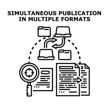Simultaneous publication in multiple formats concept vector Stockillustratie