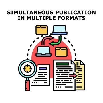 Simultaneous publication in multiple formats concept vector Stock Illustration