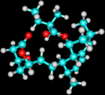 Simvastatin molecular structure isolated on black Stock Illustration