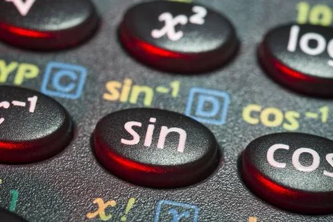 Sin button closeup fragment of sin function button on scientific calculato... Stock Photos