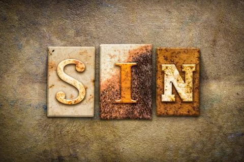 Sin Concept Letterpress Leather Theme Stock Illustration