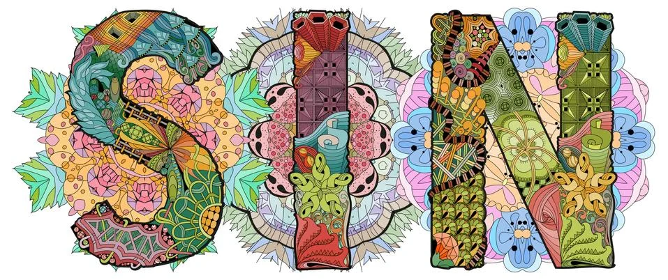 SIN with mandalas. Vector decorative zentangle object for decoration Stockillustratie