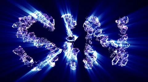 Sin - text of diamonds with blue light rays, isolated - object 3D rendering 스톡 일러스트
