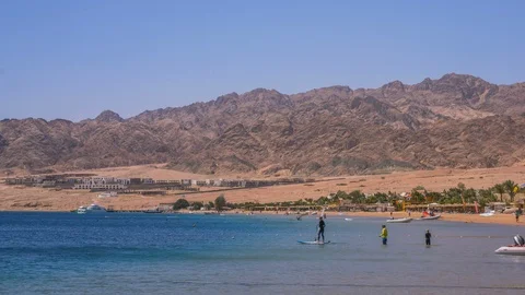 Sinai beach and kite surfers 4k time lapse footage 库存影片 90961153