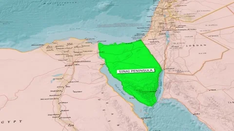 Sinai Peninsula Location Map Egypt Israel Border Animation Stock Footage 344815603