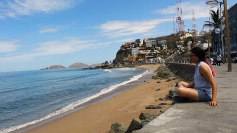 Sinaloa, Mexico - July 25 2018: White-skinned Hispanic  woman tourist Video stock 119242540