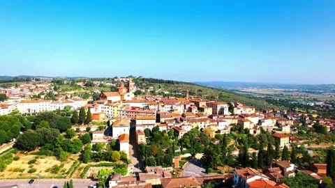 Sinalunga Village orbit pan view-Aerial 4k -Italy-Tuscany Landscape Stock-Footage 201869379