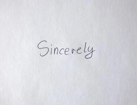 Sincerely Handwritten On Paper Stock Photos