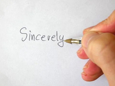 Sincerely Writing Hand Stock Photos
