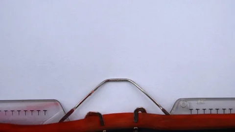 Sincerely yours - phrase printed on an old typewriter in red letters, close up. Stock Footage 126776929