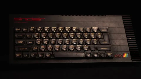 Sinclair ZX Spectrum 128k Computer. Vintage Device From 1980s, Close Up Stock Footage 161532632