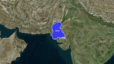 Sindh Province in Pakistan Map Highlight Zoom Animation 4K Stock-Footage 331765895