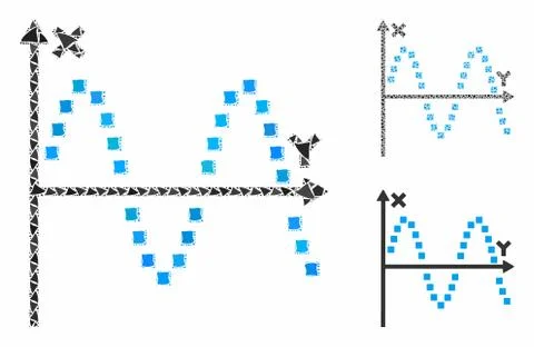 Sine plot Composition Icon of Uneven Pieces Ilustración de archivo