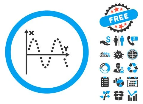 Sine Plot Flat Vector Icon with Bonus Stock Illustration
