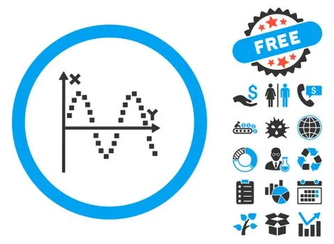 Sine Plot Flat Vector Icon with Bonus Ilustración de archivo