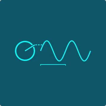 Sine Wave Icon - Unit Circle Generating a Periodic Wave Stock Illustration