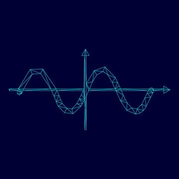 Sinewave low poly triangulation triangulated polygonal electric cyan blue vib Stock Illustration
