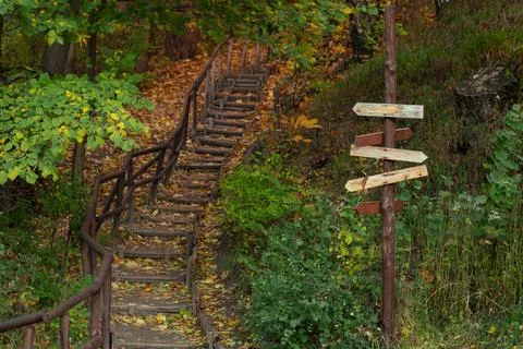 Sing post direction arrow rustic wooden road pattern country side Stock Photos