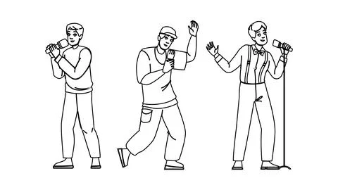 Sing singer man vector Stock Illustration