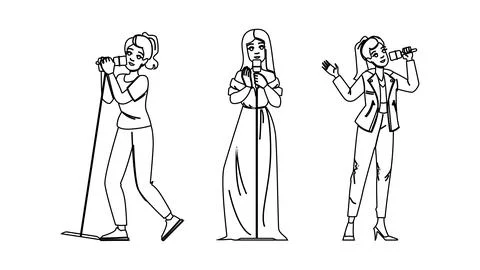 Sing singer woman vector 스톡 일러스트