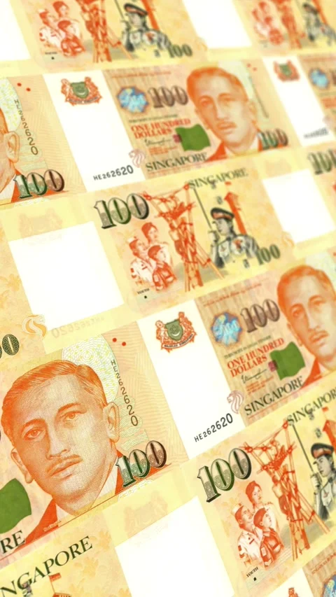 Singapore 100 Dollar Banknotes Looping Background 스톡 동영상 337053221