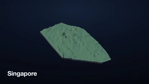 Singapore 3D elevation relief map Stock Footage 340607925