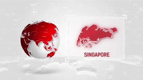Singapore 4K Tech Map Beside Globe On White Background Stock Footage 338240351