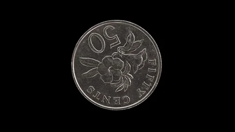 Singapore 50 Cent 1988 Reverse Macro Loop Stock Footage 310723035