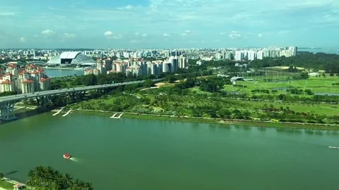 Singapore aerial view Stock Footage